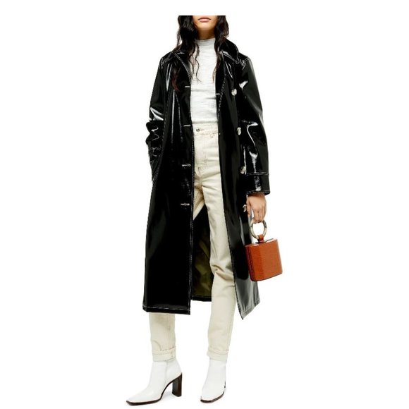 Topshop Vinyl Trench Coat 